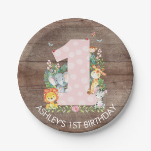 1st Verjaardag 7 van de Meisjes van het Oerwoud Papieren Bordje