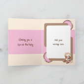 1st Verjaardag voeg naam toe schattige luiaard roz Kaart (Binnen)