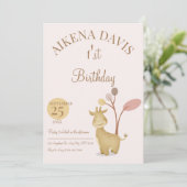 1'st verjaardag vriendelijke dieren kaart (Staand voorkant)