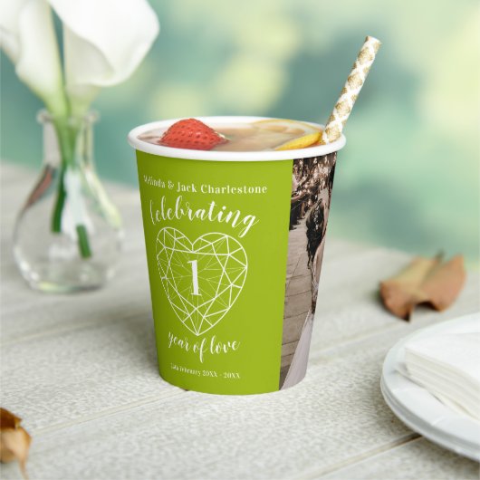 1st Weddenschap Jubileum overzicht foto groen Papieren Bekers (Insitu)