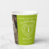 1st Weddenschap Jubileum overzicht foto groen Papieren Bekers (Achterkant)