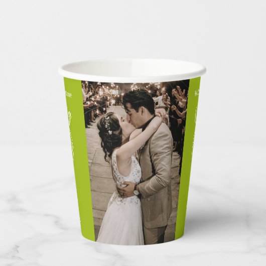 1st Weddenschap Jubileum overzicht foto groen Papieren Bekers (Links)