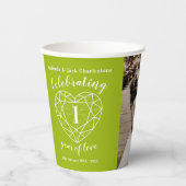 1st Weddenschap Jubileum overzicht foto groen Papieren Bekers (Voorkant)