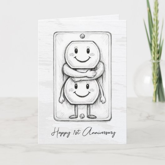 1st Wedding Anniversary Electrical Socket  Kaart (Voorkant)