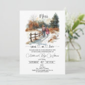 1st Wedding Anniversary Winter Landscape Romantic Kaart (Staand voorkant)
