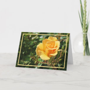 1st Wedding Anniversary Wishes Yellow Rose Elegant Kaart