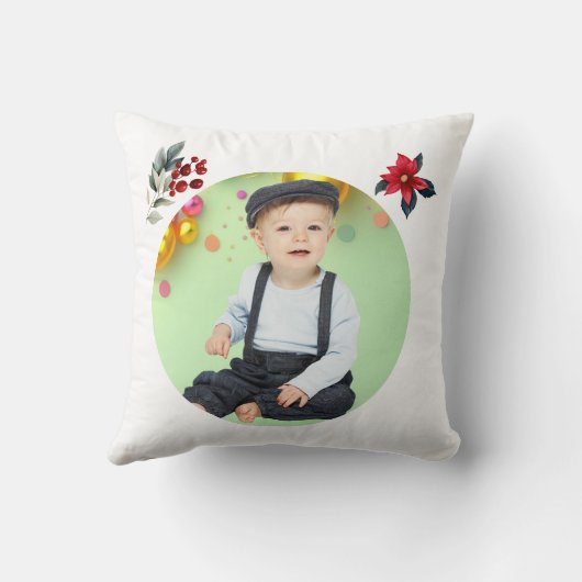 1st Xmas Candy Cane Gingerbread Photo  Kussen (Achterkant)