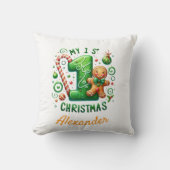 1st Xmas Candy Cane Gingerbread Photo  Kussen (Voorkant)