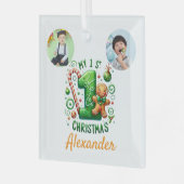 1st Xmas Candy Cane Gingerbread Photo Ornament (Voorkant links)