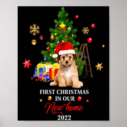 1st Xmas In Our New Home Xmas Norfolk Terrier T Sh Poster (Voorkant)