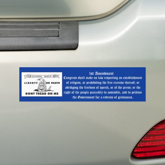 1ste amendement bumpersticker (Op auto)
