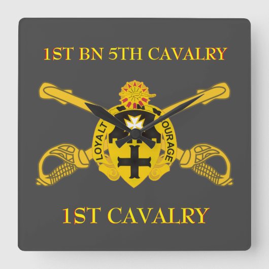1STE BATTALION 5TH CAVALRY 1ST CAVALRY CLOCK VIERKANTE KLOK (Voorkant)