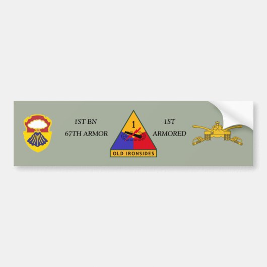 1STE BN 67E ARMOR 1ST ARMORED BUMPERSTICKER (Voorkant)