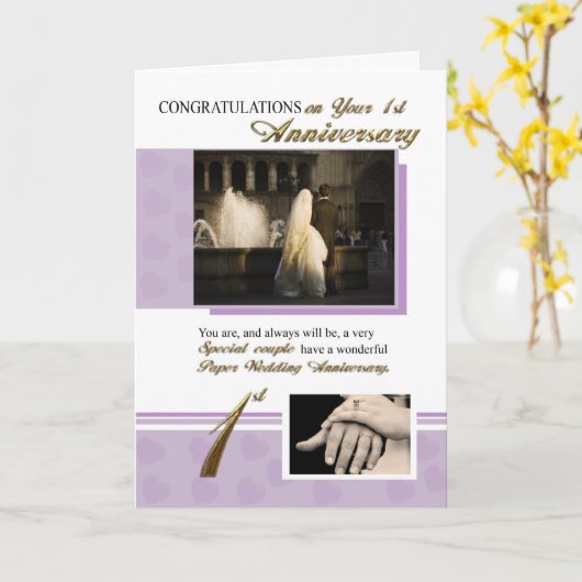 1ste bruiloft van papier kaart (Gele Bloem)