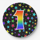 1ste evenement: Vet, Fun, kleurrijke regenboog 1 Papieren Bordje (Voorkant)