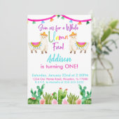 1ste Fiesta Whole Llama Fun Birthday Invitation Kaart (Staand voorkant)