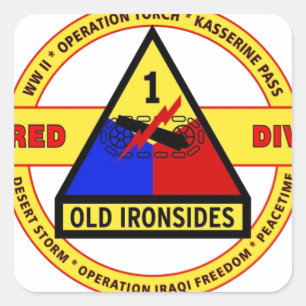 1STE GEARMOREERDE AFDELING "OUDE IRONSIDES" VIERKANTE STICKER