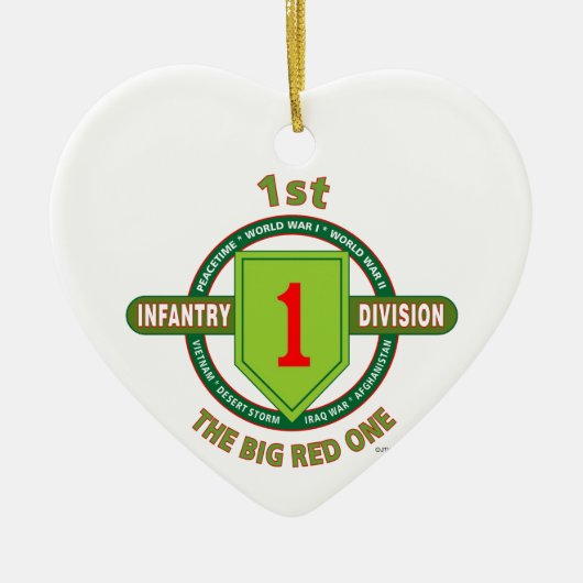 1STE INFANTRY DIVISION "THE BIG RED ONE" KERAMISCH ORNAMENT (Voorkant)