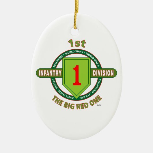 1STE INFANTRY DIVISION "THE BIG RED ONE" KERAMISCH ORNAMENT (Voorkant)
