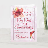 1ste Jubileum Floral Lily Kaart (Voorkant)