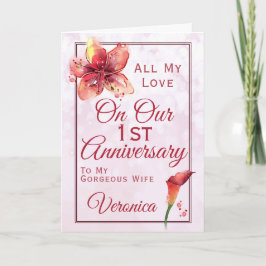 1ste Jubileum Floral Lily Kaart