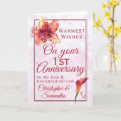 1ste Jubileum Floral Lily Son Daughter Kaart (Gele Bloem)