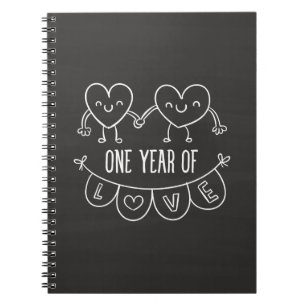 1ste Jubileum Gift for her Chalk Heart Notitieboek