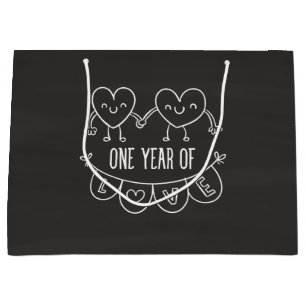 1ste Jubileum Gift for her Chalk Hearts Cadeau Large Cadeautasje
