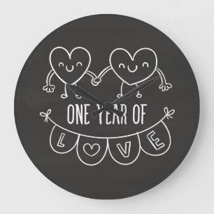 1ste Jubileum Gift for her Chalk HeartWall Clock Grote Klok