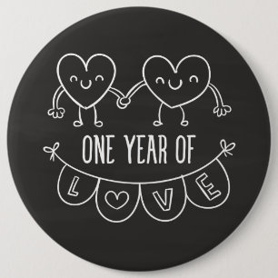 1ste Jubileum Gifts Chalk Hearts Button