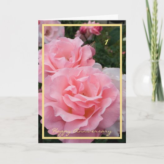 1ste Jubileum van de Weddenschap wil Elegant Roze Kaart (Voorkant)