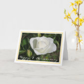 1ste Jubileum van de Weddenschap Wishes White Rose Kaart (Gele Bloem)