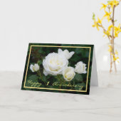 1ste Jubileum van de Weddenschap Wishes White Rose Kaart (Gele Bloem)