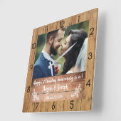 1ste Jubileum van het Weddenschap Wooden Textuur K Vierkante Klok (Hoek)