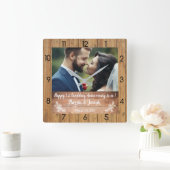 1ste Jubileum van het Weddenschap Wooden Textuur K Vierkante Klok (Huis)