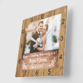 1ste Jubileum van het Weddenschap Wooden Textuur K Vierkante Klok (Hoek)