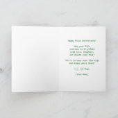 1ste Jubileum wenst Roos + Rozen Elegant Kaart (Binnen)