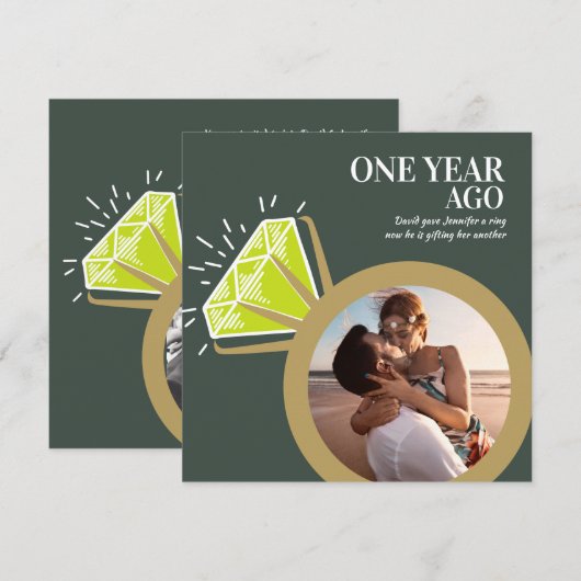 1ste jubileumfeest peridot ring foto's groen kaart (Voorkant / Achterkant)