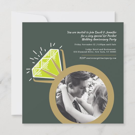 1ste jubileumfeest peridot ring foto's groen kaart (Achterkant)