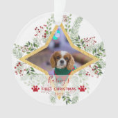 1ste kerstfeest Pet Gold en rode sieraar Ornament (voorkant)