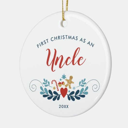 1ste Kerstman Oom Gepersonaliseerd Gingerbrood Kan Keramisch Ornament (Links)