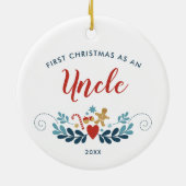 1ste Kerstman Oom Gepersonaliseerd Gingerbrood Kan Keramisch Ornament (Achterkant)