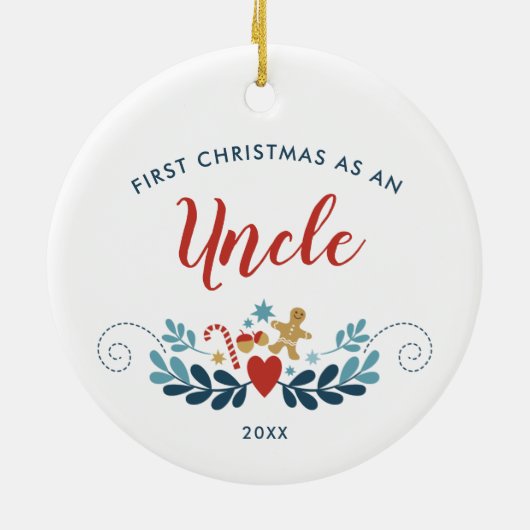 1ste Kerstman Oom Gepersonaliseerd Gingerbrood Kan Keramisch Ornament (Achterkant)