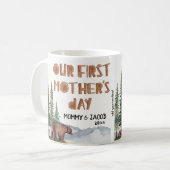 1ste Moederdag Gepersonaliseerd Beer Woodland Koffiemok (Voorkant links)