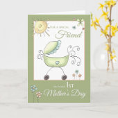 1ste Moederdag - Speciale vriend - Baby Kaart (Gele Bloem)