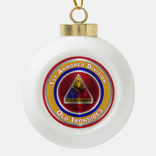 1ste pantserdivisie kerstkerst orna keramische bal ornament (Voorkant)