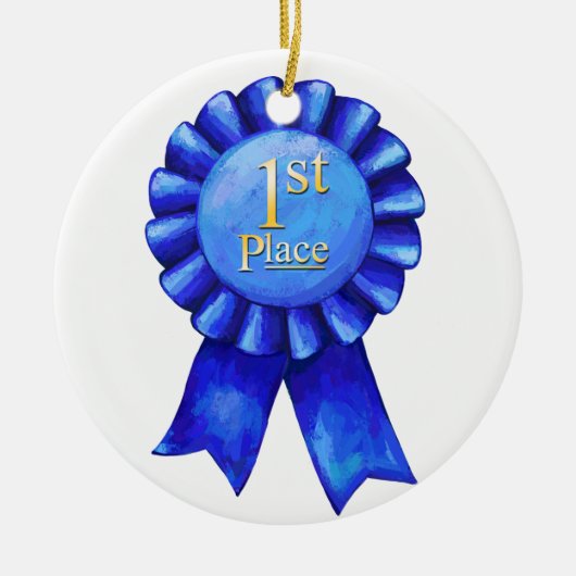 1ste plaats Ribbon Medallion Keramisch Ornament (Voorkant)