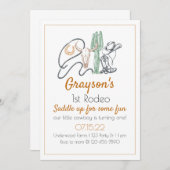 1ste Rodeo, eerste Rodeo Birthday, Cowboy Birthday Kaart (Voorkant / Achterkant)