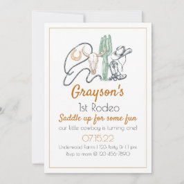 1ste Rodeo, eerste Rodeo Birthday, Cowboy Birthday Kaart