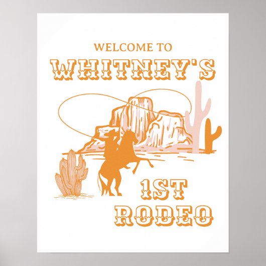 1ste Rodeo, eerste Rodeo Birthday, Cowgirl Birthda Poster (Voorkant)